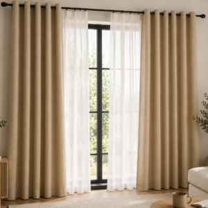 Elegant Dual Layer Window Curtains – Premium Blackout & Sheer Drapes