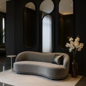 Modern Curved Fabric Sofa – Luxury Contemporary Living Room Couch