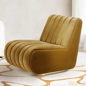Modern Velvet Armless Lounge Chair – Luxury Channel Tufted Accent Chair
